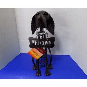 NEW Metal Wobble Head Dog Welcome Puppy Statue Figurine